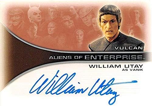 William Utay Autographed Trading Card Enterprise Aliens como Vulcan Vanik 2002 Star Trek #AA10 Certified Insert 67 - Cartões de negociação de filmes