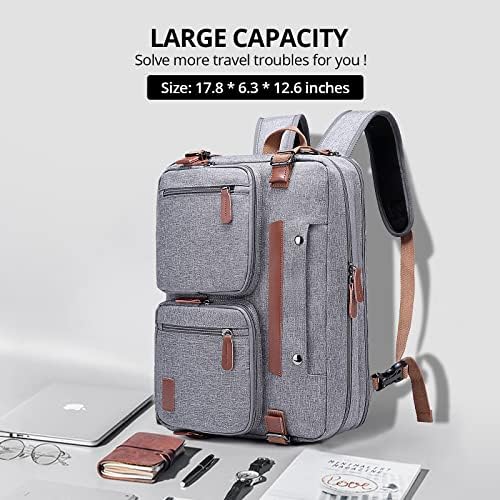 Molnia 3 em 1 laptop mochila, sacos de computador de 17,3 polegadas para homens, mochila de laptop para homens, para viagens de negócios homens homens, cinza