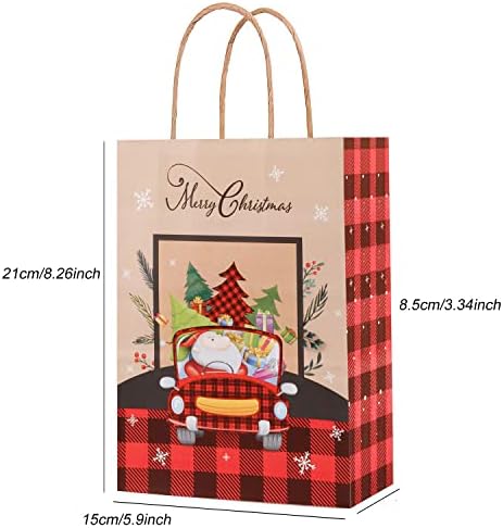 Sacolas de presente de Natal, 24 Pacote pequenas sacolas de presente de natal com alça de Natal Kraft Bag
