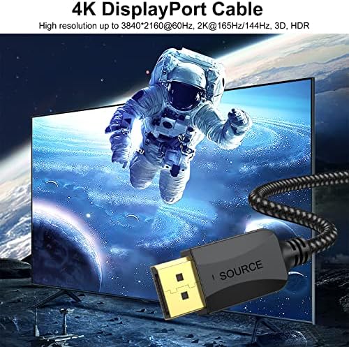 Xiayriky DisplayPort para DisplayPort Cabo de 1,5 pés, 10 pacote DP FINO DP Display Adaptador de cabos masculino para masculino 4k, 2k a 165Hz/ 144Hz para computador, docking station, monitor e muito mais