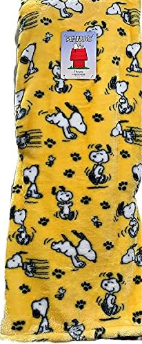 Berkshire Home & Blanket Co. Peanuts Gang Snoopy Dance Happy Dance Velvet Soft Throw BlanBer | 50 x 70 | Cinza azulado