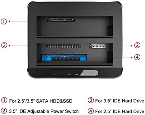 Jahh Discos externos Dune Bay Bay USB 3.0 para SATA IDE Estação de ancoragem do disco rígido externo com leitor de cartões de hub de 2 portos 2.5/3,5 polegadas SATA/IDE HDD