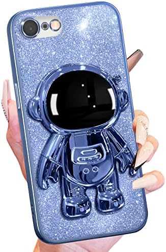 Buleens para iPhone 6s Caso para iPhone 6, girls Girls Astronauta Casos de telefone Glitter Glitter para iPhone 6s/6 com suporte de espacial, capa de telefone espumante de Spaceman, eletroplatado