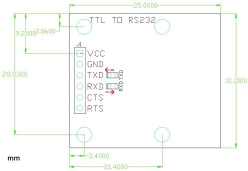 Noyito TTL para RS232 Módulo TTL RS232 Módulo Mútuo Mútuo Male Múrios Módulo Série Conversão de Nível Série em SP232 A porta serial TTL se comunica com o dispositivo de nível RS232 15KV ESD Protect