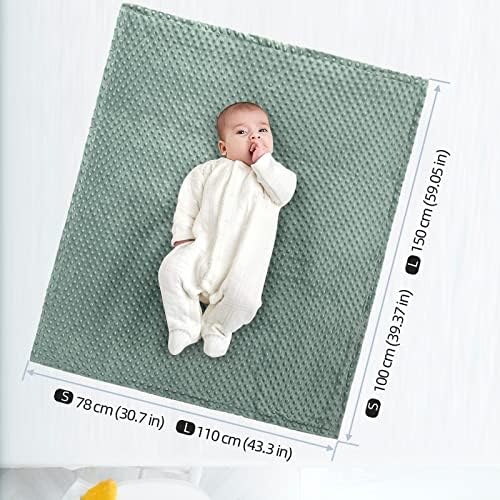 Baby Blanket Green Minky Green Ultra grossa Cama joga duplo lateral pontilhado de 30 x 40 Baby Minky