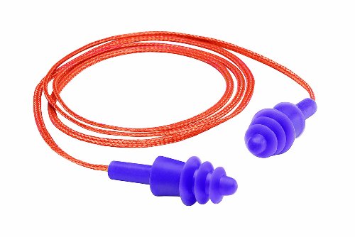 Segurança de gateway 93012 Twisters Silicone com fio reutilizável tampão de ouvido com flange triplo, roxo