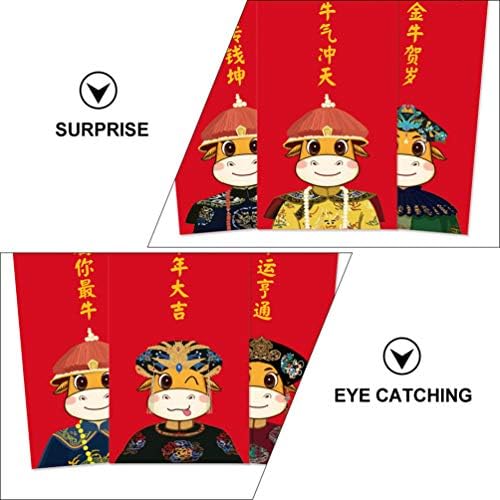 Envelopes de casamento soimissos 18pcs envelopes vermelhos chineses 2021 ox bolsos de dinheiro do ano novo chinês Lucky Hong Bao bolsos para festivais chineses 2021 Festivais de Ano Novo