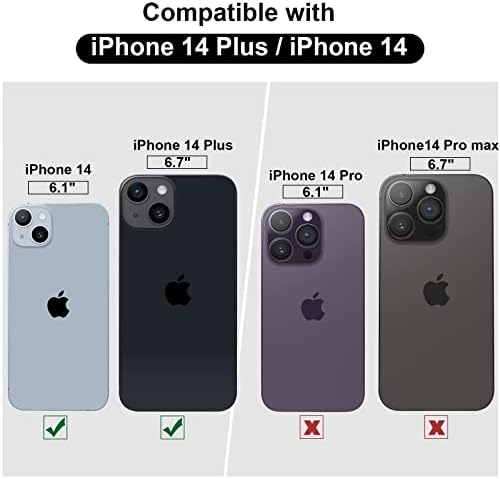 QSMQAM [2+2 Câmera de embalagem Protetor de lente para iPhone 14 6.1 & iPhone 14 Plus 6.7, capa