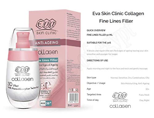 EVA Antienageing Collagen Fine Lines Filler para Sinais de Primeiro Envelhecimento 30+ Creme 3D Efeito