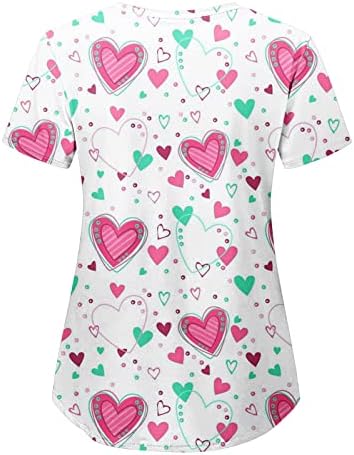 Camisetas do Dia dos Namorados para mulheres que trabalham uniformes de manga curta impressão de coração enfermeira