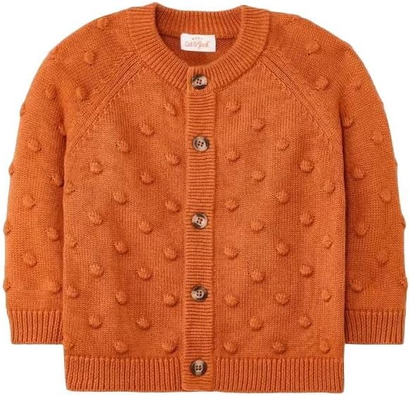 Cat & Jack Baby Bobble Sweater Cardigan Sweater - Rust de laranja