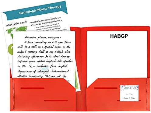 HABGP 6 Pacote pastas plásticas com bolsos, várias coloras 2 bolso de 2 bolso letra Pastas W Porte do cartão de