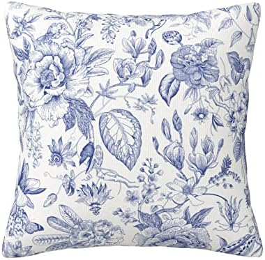 Yinzaishehe azul floral e branco arremesso de arremesso de flores de países de almofada de almofada de travesseiro