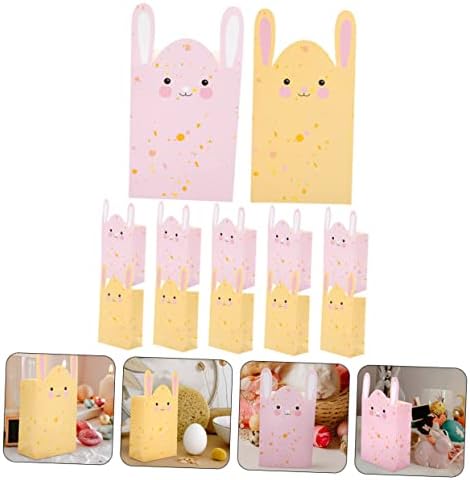 Abofan 12pcs Goodies Cedado de casamentos Suprimentos de presente para compras decorativas Favorias de bebê Merchandise Bunny Treat Treat Adorable Party Goodie Candy Container Favor Rabbit Bolsa