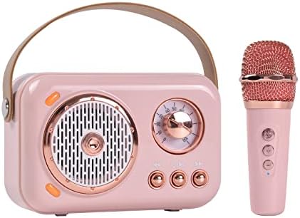 Alto -falante portátil de bluetooth com conjunto de microfones, alto -falante retro bluetooth com máquina de karaokê em casa, portátil Machine de alto -falante portátil de karaokê para crianças e adultos