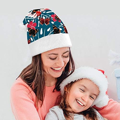 Chapéu de Papai Noel de Natal, chapéu de férias de Xmas Butterfly para adultos, Hats de Natal de Comforto Unisex para Ano Novo Evento de Festas Festivas para Festas