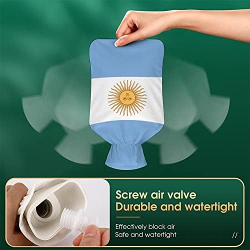 Saco de água quente da bandeira da Argentina com tampa 1L de injeção de borracha garrafas de água quente para proteção a frio de mão quente