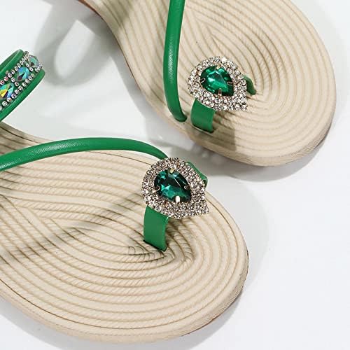 Sandálias de tanga para mulheres moda shinestone clipe dedo chinelos escorregadores deslizamentos de