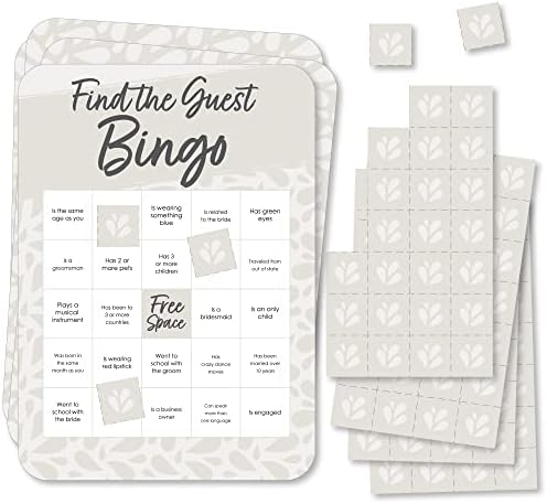 Big Dot of Happiness Champagne elegantemente simples - Encontre as cartas e marcadores de bingo convidados - Casamento e Bingo de Bridal Bingo - Conjunto de 18
