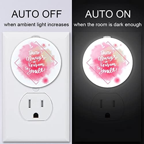 2 Pacote de plug-in Nightlight LED Night Light com sensor do anoitecer para o amanhecer para o quarto de crianças, viveiro, cozinha, corredor de corredor desenhado letras motivacionais