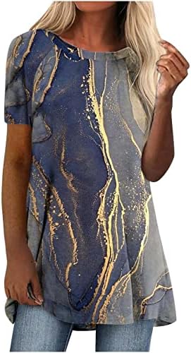 Mulher de manga curta feminina Camiseta gráfica de pescoço de pescoço blusa de algodão de outono para