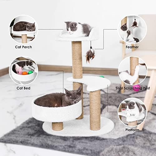 Lahas Modern Cat Tree Tower para pequenos gatos internos com sisal riscando posta