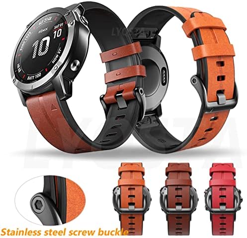Fehauk Leather Watch Band para Garmin Fenix ​​5/5x/5s mais 6/6x/6s Pro 945 935 3 h2 Pulseira inteligente 22 26mm