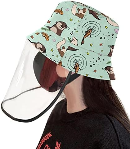 Chapéu de proteção para adultos com escudo facial, peixe -pescador chapéu anti -sol, pintura de animais