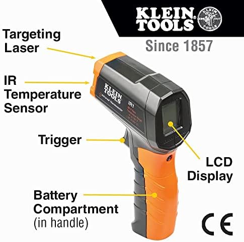 Klein Tools IR1 Termômetro infravermelho e testador de saída RT210, testador de receptáculo para GFCI/Standard North American CA Electrical Sourlets, detecta problemas de fiação comum