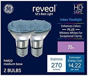 GE Revele Reveal 2-Pack 35 Watt Dimmable-aprimorando as lâmpadas do aparelho de halogênio PAR20 Halogen