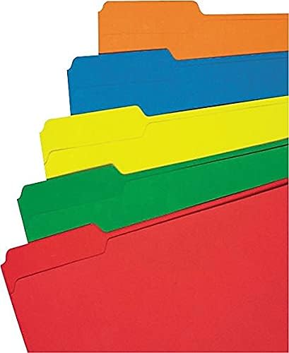 Pastas de arquivo universal 16166, 1/3 guias de posição, letra, asst cores, 100/caixa