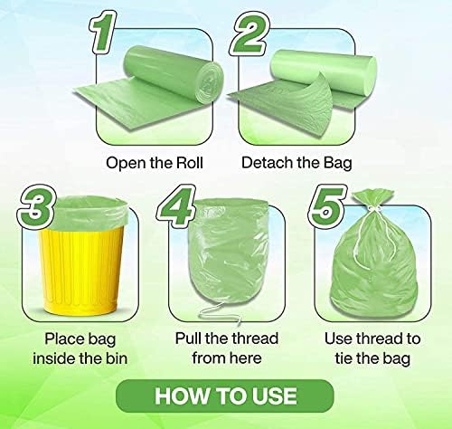 Efinito - sacos de lixo biodegradáveis ​​19 x 21 polegadas 120 bolsas de lixo de lixo - cor verde
