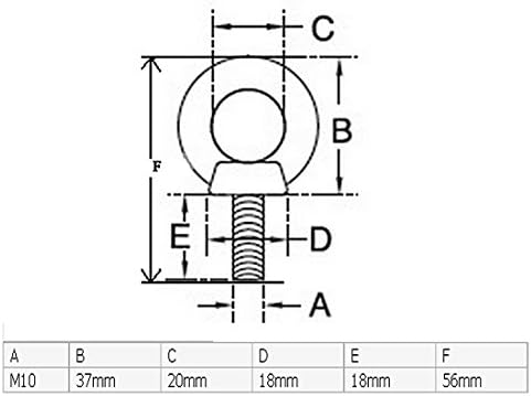 Aexit Metal Machinery Chain & ROPE Acessórios para parafuso de elevação do ombro M10x18mm Clipes de corda de