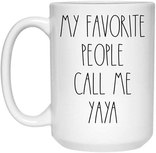 PTDSHOPS YAYA - Minhas pessoas favoritas me chamam de caneca de café Yaya, Yaya Rae Dunn inspirado, estilo Rae Dunn, aniversário - Feliz Natal - Dia das Mães, Coffeea de café Yaya 11 onças, branco