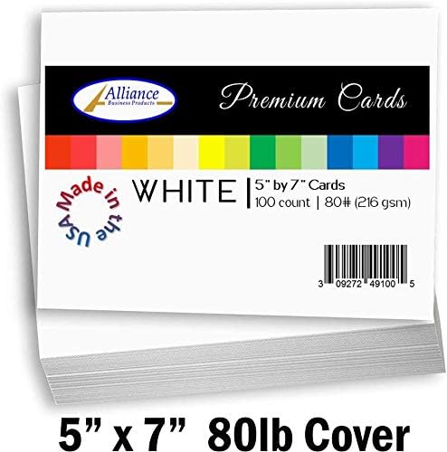 Cardstock White 5 x 7 Pesado | 80lb 216gsm folhas de cartolina | Quantidade de 100 folhas | Ótimo para fazer cartões, convites, projetos de arte de bricolage