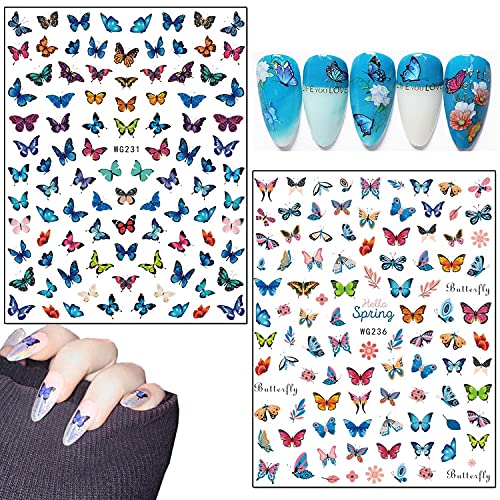 8 lençóis adesivos de arte de borboleta com 8 lençóis adesivos de arte de flores