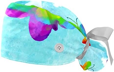 Butterfly LGBT Pride Rainbow 2 PCs Chapéus bufantes ajustáveis ​​com botões e tampas de gravata da cabeça da fita de banda de suor