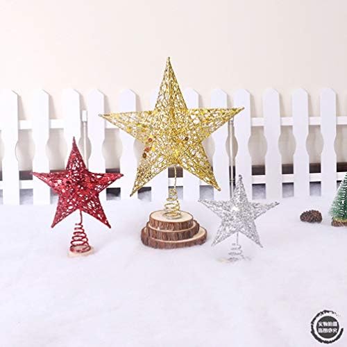 AMOSFUN decoração vintage Treça de Natal Trepa de Natal estrela Glitter Star Star Topper Christmas Treetop Ornament
