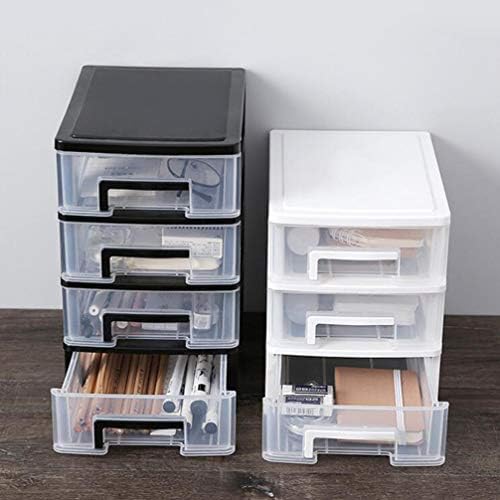 NUOBESTY 3 Camadas Tipo de armário Gavetas plásticas Organizador Clear Cosmetics Storage Organizador de desktop Drawer Containers Unidade para armário de armazenamento artesanal de escritório em casa, preto