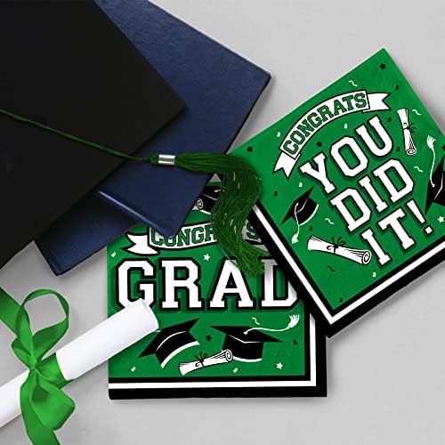 Guardanapos de papel descartável para festa de graduação para graduação da faculdade de graduação de 3 a 50 pacote （verde e preto）