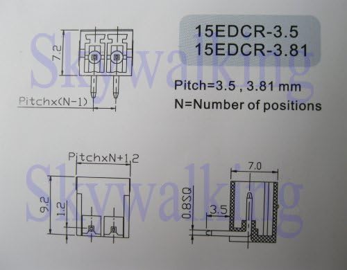 50 PCS Pitch Pitch 3,5mm ângulo 2 via/pino parafuso Terminal Block Connector com pino de ângulo Cores verdes Tipo