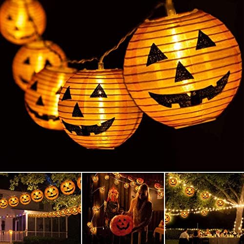 Luzes de abóbora Halloween String Light- 7,5 pés 16 LEDS Halloween Lights Decorações, 2 modos de iluminação