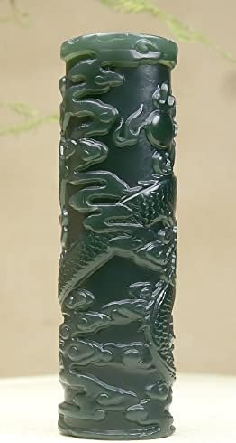 China Natural Hetian Nefrite Green Jade esculpida Royal Dragon Pinging Amuleto