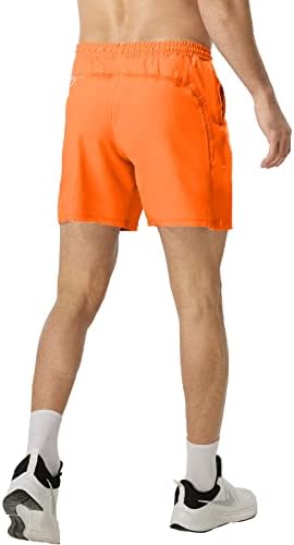 Shorts atléticos de Rosemmetti Mens 7 polegadas de 7 polegadas de ginástica de ginástica leve e alta esporte de tênis com bolsos com zíper