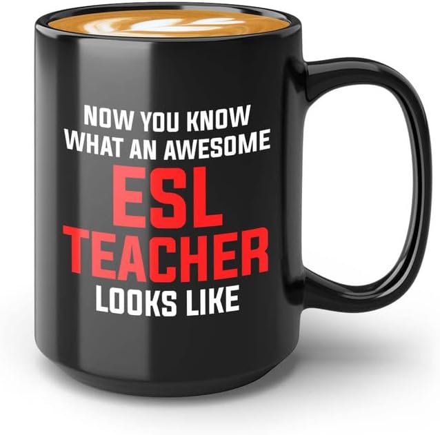 Assunto Professor Coffee Caneca 15oz preto - Professor ESL Luse - Language Learning Tutor Gifts De alunos da