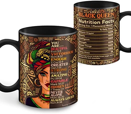 Kozmoz Inspire Black Queen Nutrition Facts Coffee Caneca - Rainha Africana Presente - Empoderamento das Mulheres Negras - Caneca do Mês da História Negra