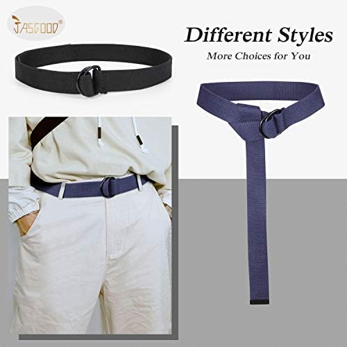 Jasgood Men & Women Canvas Belt Web Fabric Belt com preto Double D-ring de 1 1/2 de largura de 2