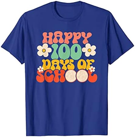 Feliz 100º dia de aula de 100 dias para camisetas para professores e alunos premium premium shirt shirts de manga