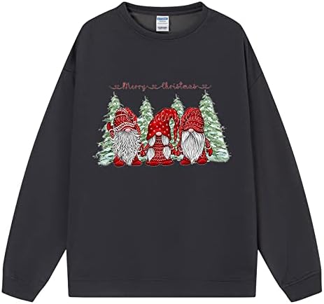 Akollsppnsy Crewneck Sworkshirts for Women Christmas Print Scoop Camista Térmica Termal Tops de queda feminina