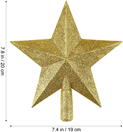Glitter Christmas Star Tree Tree Topper 20cm/7.87in Decorativo Decorativo Ornamento de Treetop Pentagram Golden